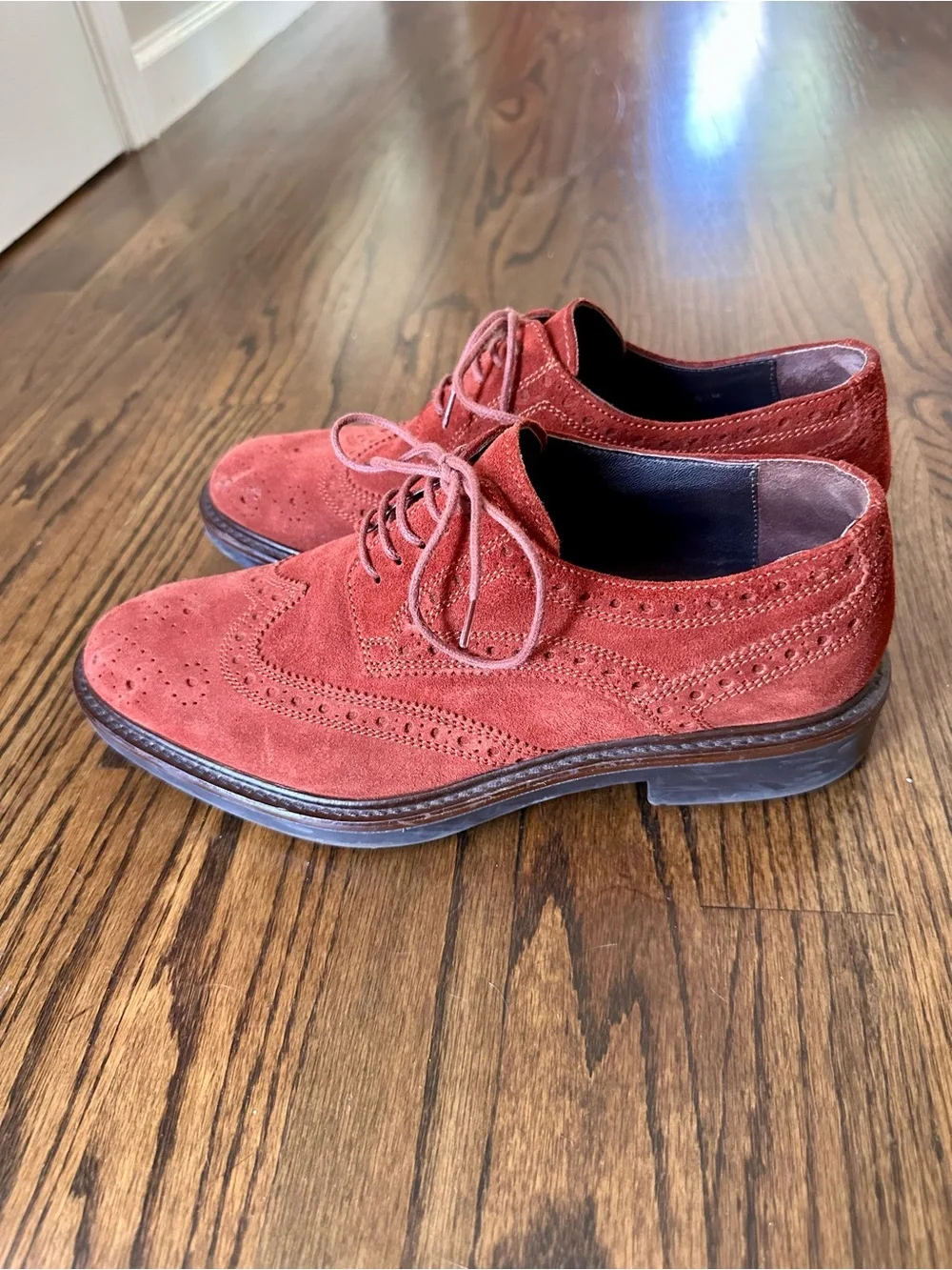 Donald J. Pliner Men’s Red-Brown Suede Brogue Oxfords Habick 23 size 8.5